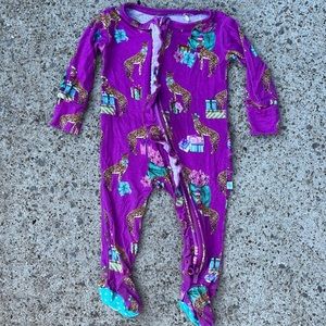 Posh Peanut Cheetah Christmas Present Zippie Footie Onesie Matching Headband